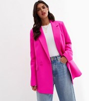 New Look Bright Pink Button Oversized Blazer